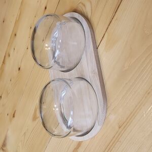 Horizon Cloche Board Tray with 2 Glass Dome Lids